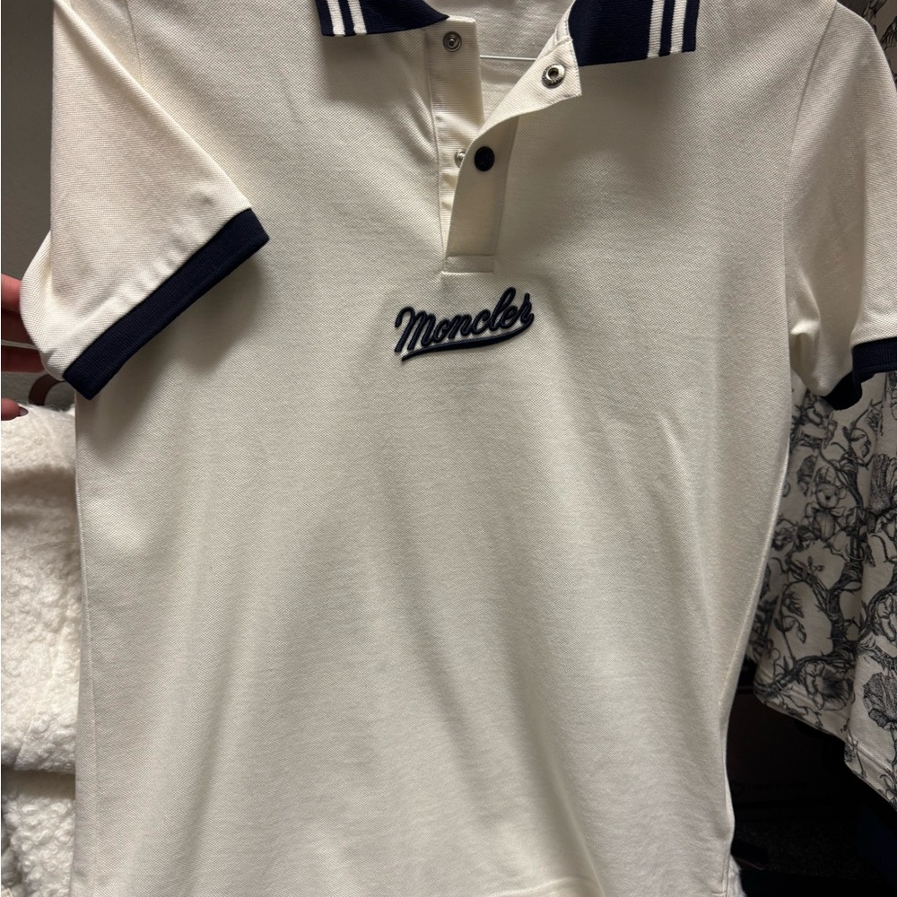 Moncler Kids Polo - White and Navy